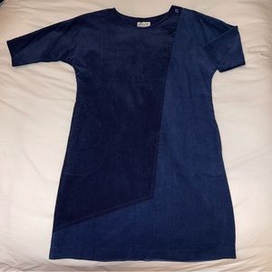 NWT Molly Bracken Corduroy Shift Dress in Midnight Blue